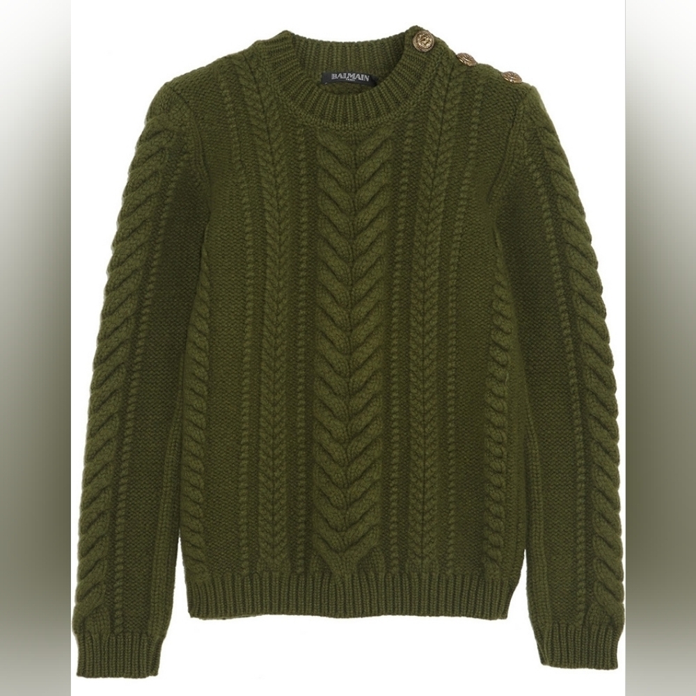 Balmain Cable Knit Wool Sweater